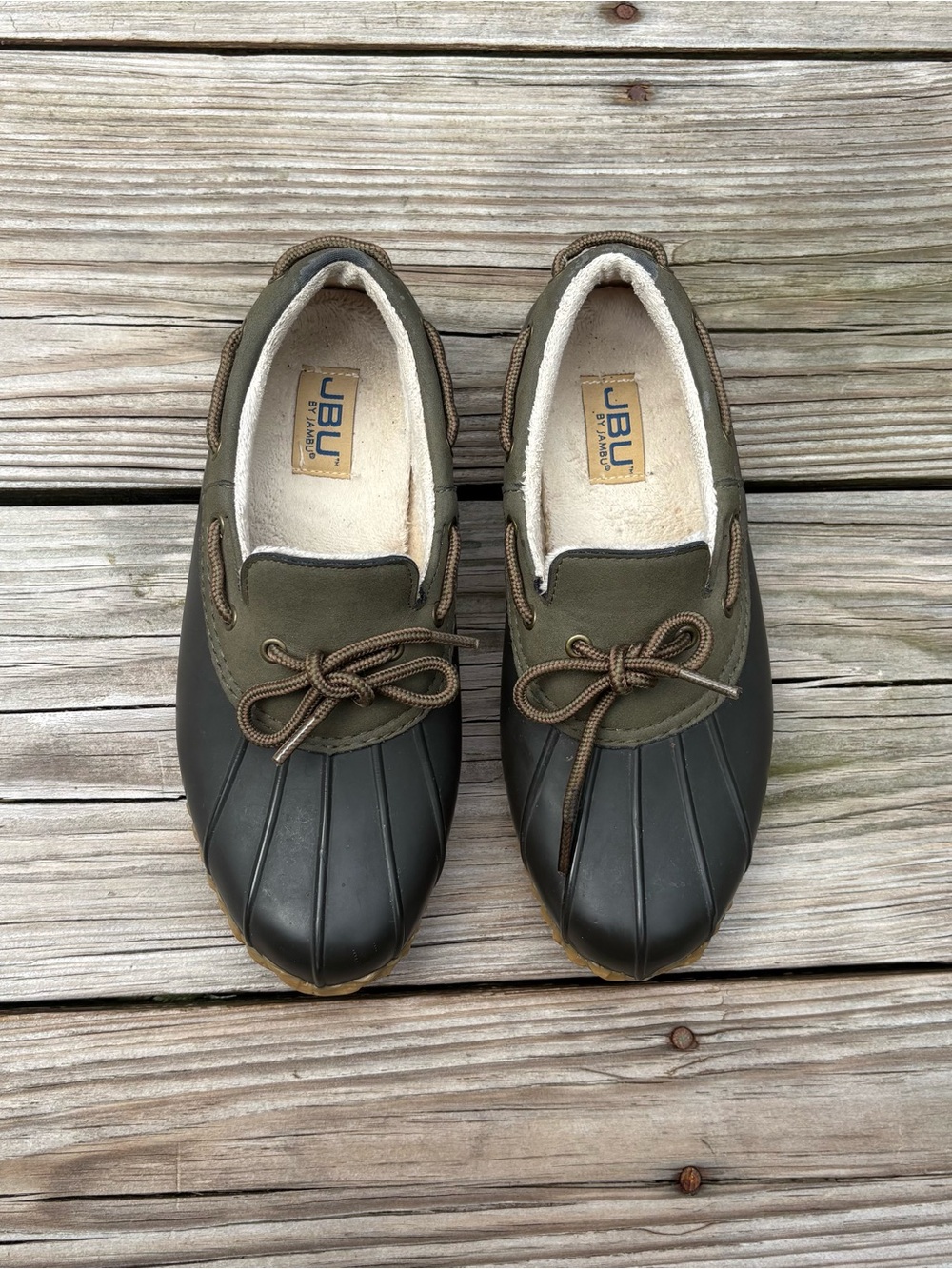 JBU by Jambu Gwen Duck Shoes Slip On Olive Green Waterproof Winter Rain Loafers